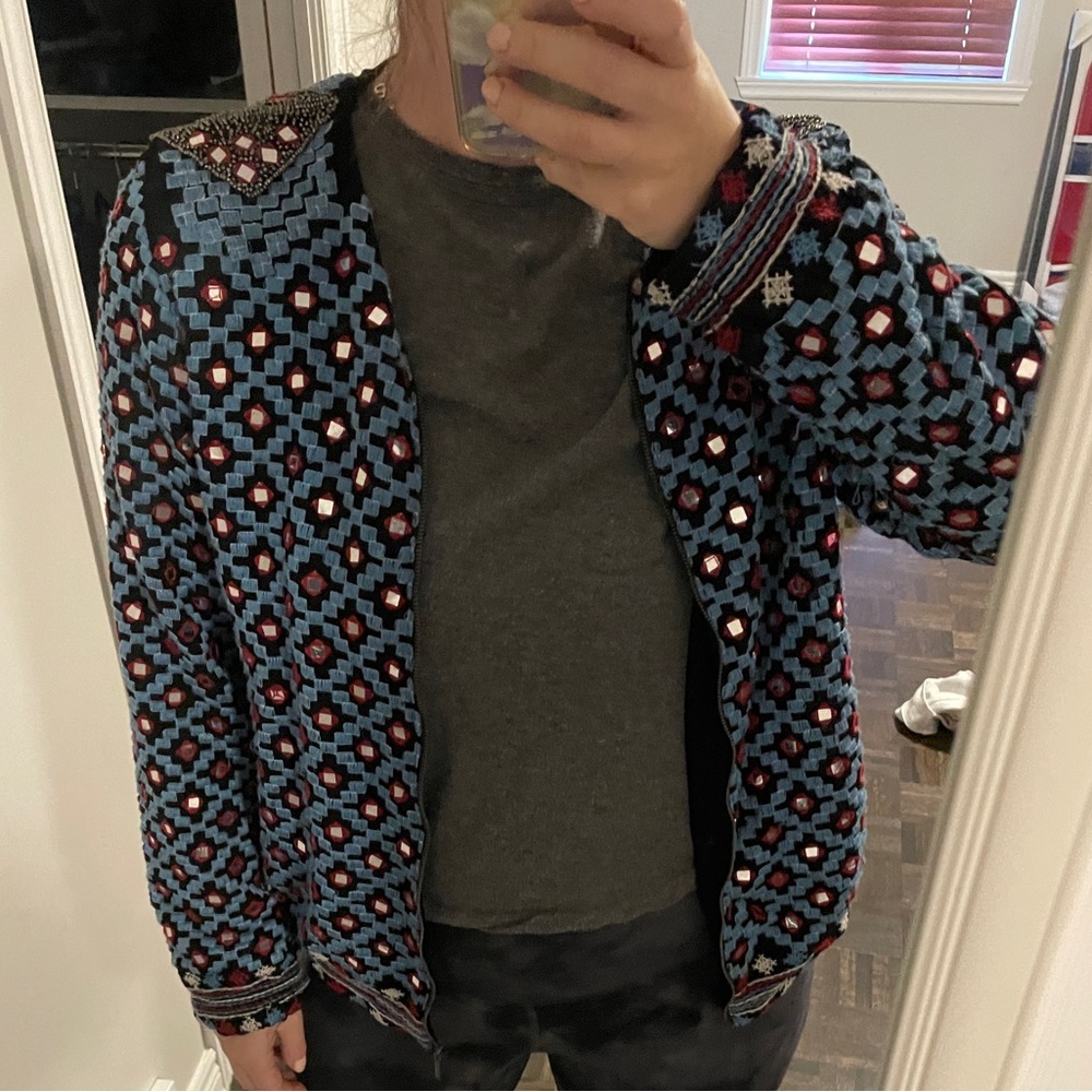 Zara Blue and Red Boho Mirrored Jacket